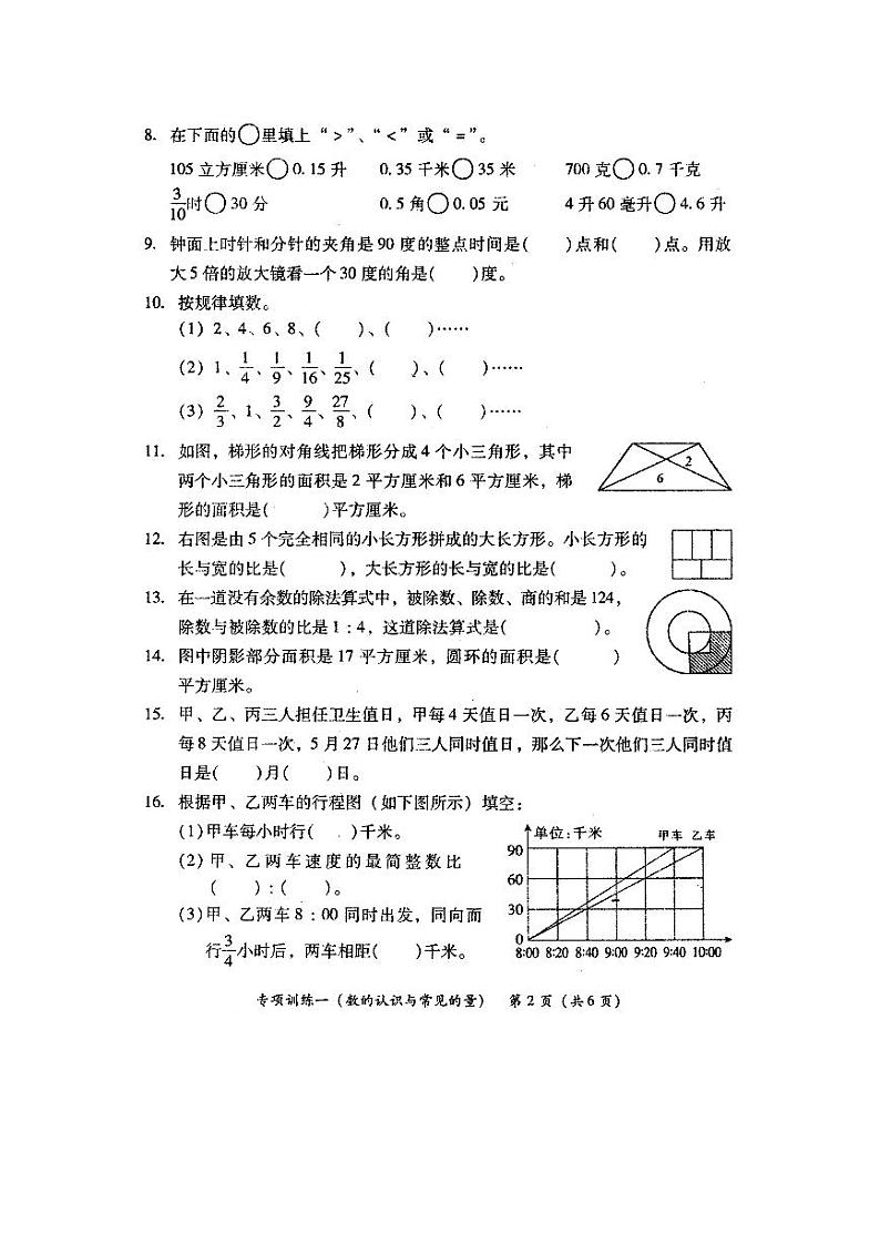 苏教版数学六年级下册学毕业训练数学专项练习02