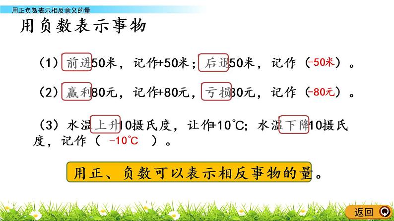 冀教版小学数学六年级下第1单元1.3 用正负数表示相反意义的量 课件04