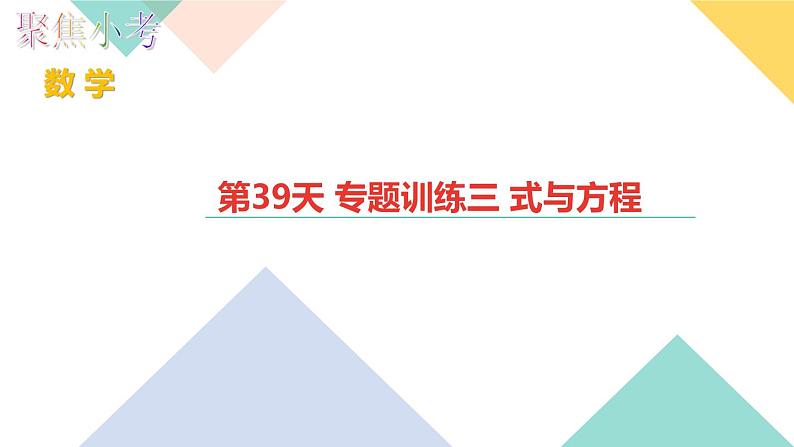 第39天 专题训练三 式与方程第1页