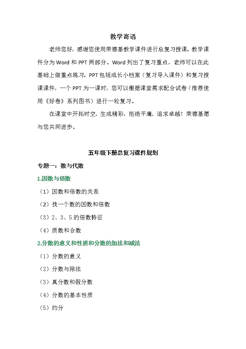 2020春5年级数学下册人教版期末整理与复习课件01