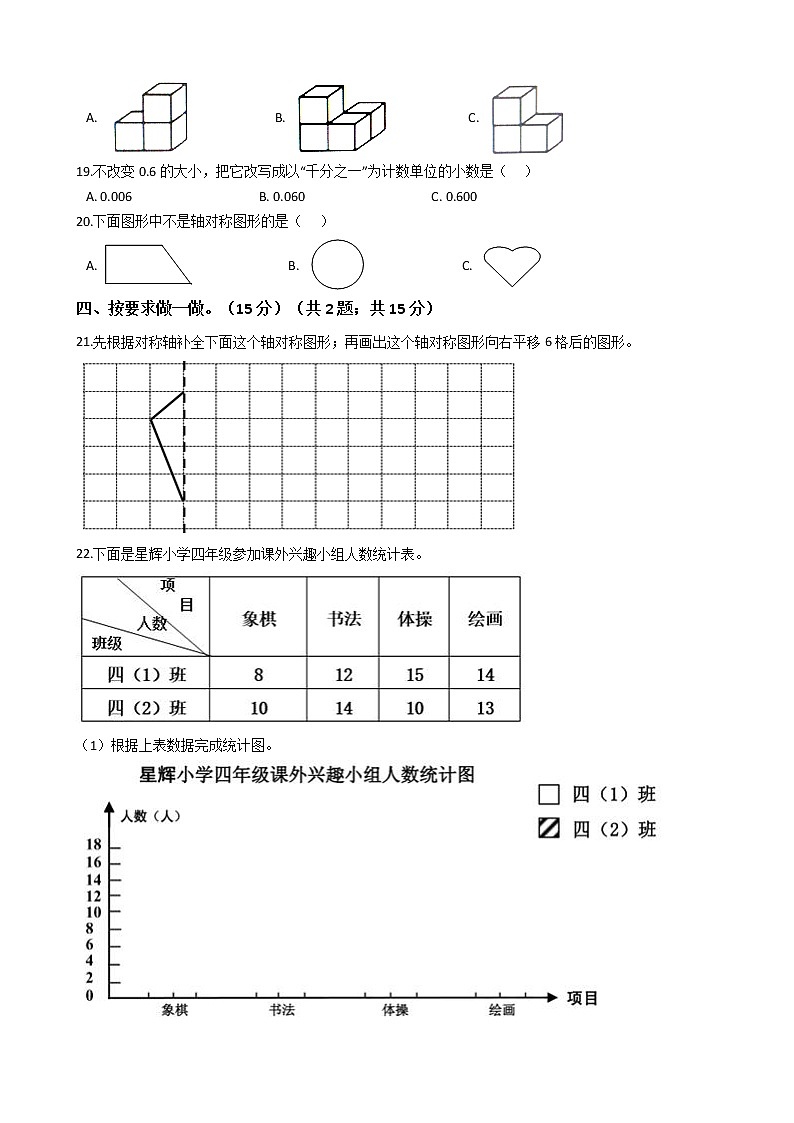 河北省秦皇岛市昌黎县2019-2020学年四年级下学期数学期末试卷第2页