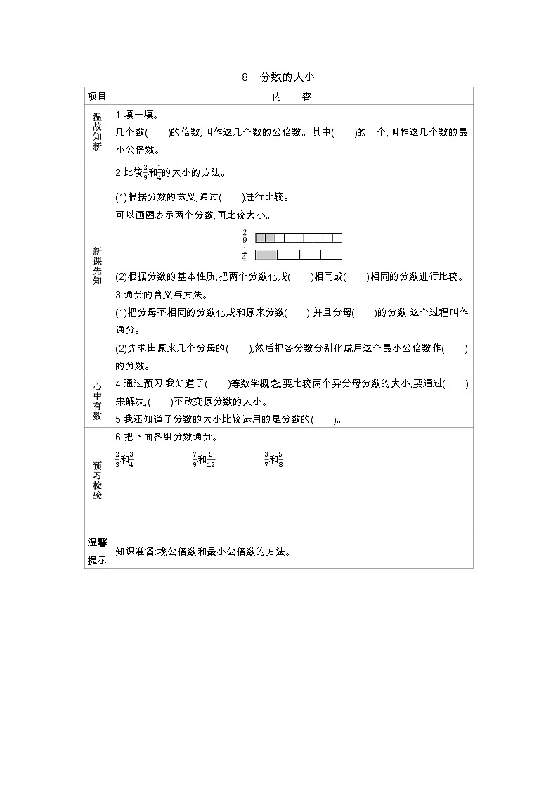 5.8　《分数的大小》 学案01
