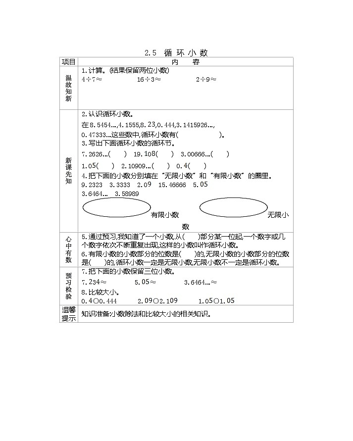 2.5 《循环小数》 学案01