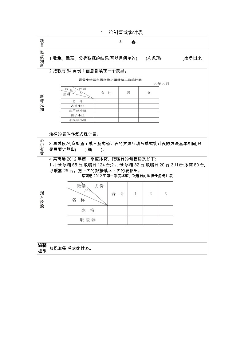 6.1　《绘制复式统计表》 学案01