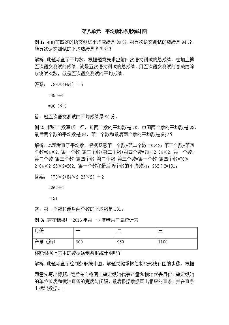 第八单元  平均数和条形统计图  提高练习第1页