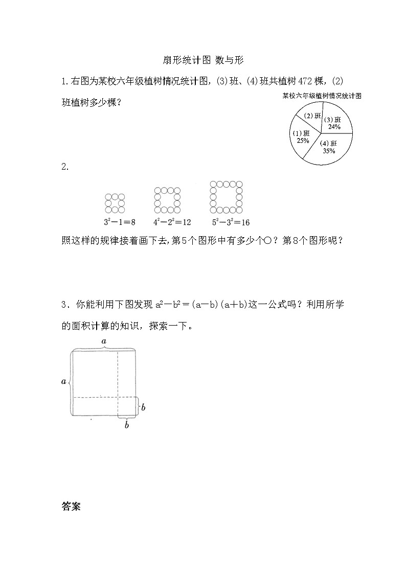 9.5 《扇形统计图、数与形》同步练习01
