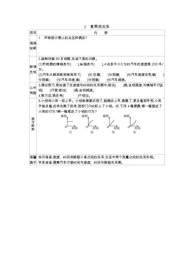 数学好玩2《看图找关系》学案01