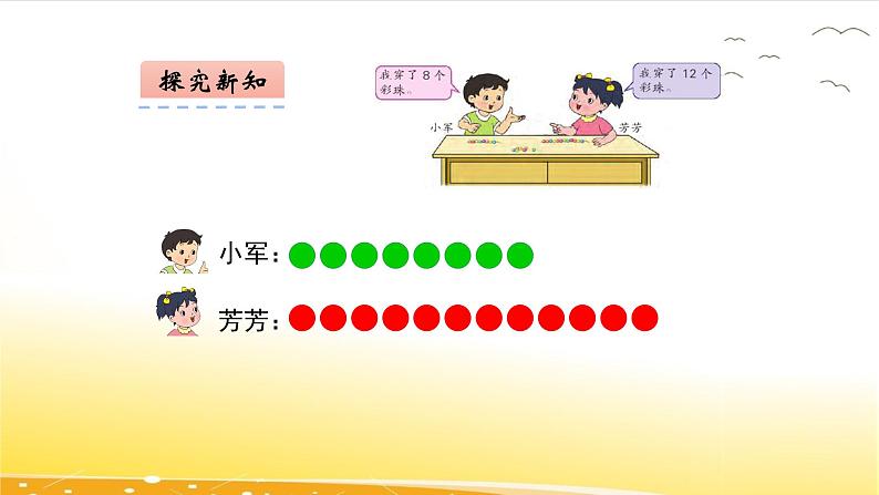 1.2  把两个数量摆成同样多的实际问题  课件第8页