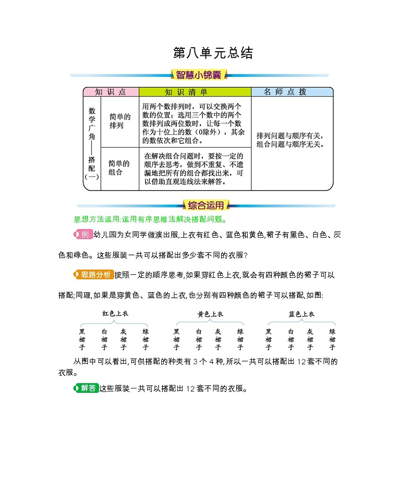 人教版二年级上册 第八单元 知识点总结01