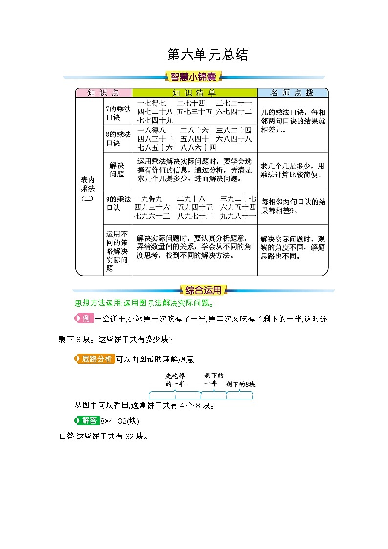 人教版二年级上册 第六单元 知识点总结01