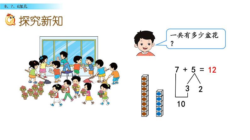 北京版数学一年级上册第九单元第3课时《8、7、6加几》课件04