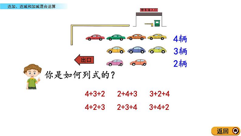 北京版数学一年级上册第五单元第9课时《连加、连减和加减混合运算》课件第5页