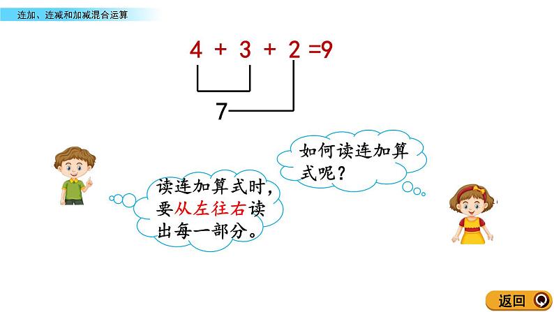 北京版数学一年级上册第五单元第9课时《连加、连减和加减混合运算》课件第8页