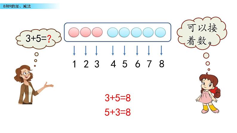 北京版数学一年级上册第五单元第7课时 《8和9的加、减法》课件第6页