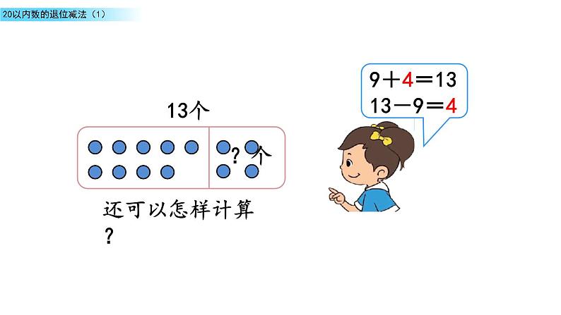 北京版数学一年级上册第九单元第6课时《 20以内数的退位减法（1）》课件第5页