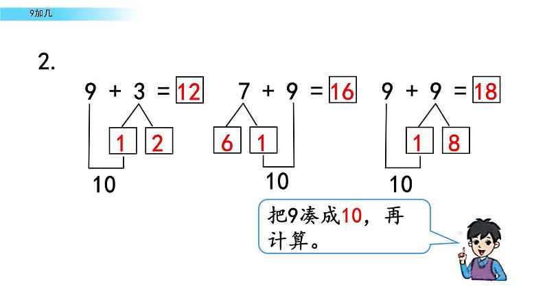 北京版数学一年级上册第九单元第1课时《9加几》课件第7页