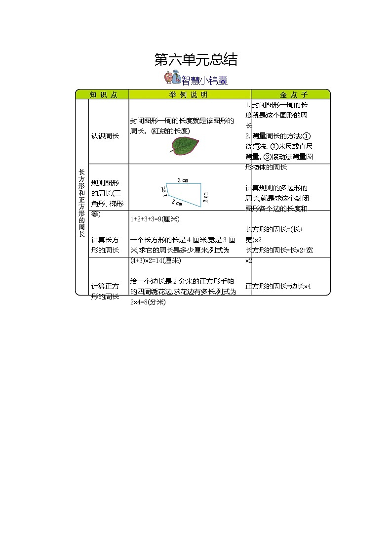 第六单元《长方形和正方形的周长》知识清单01