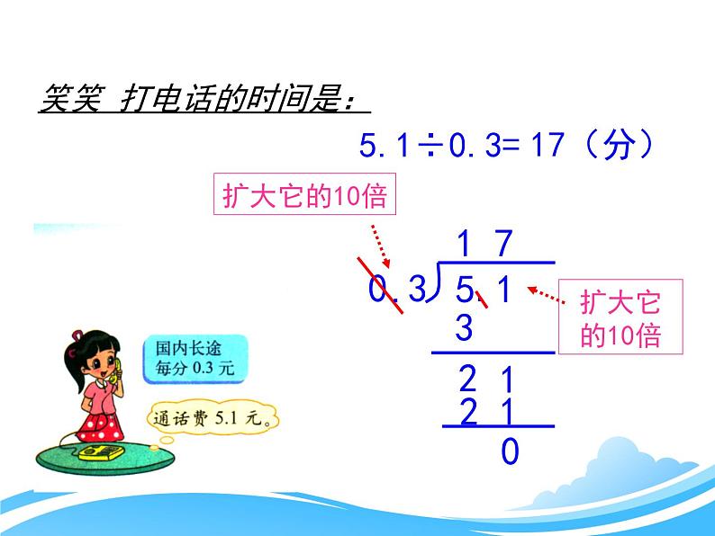 北师大版数学五年级上册-01一 小数除法-033 谁打电话的时间长-课件0507