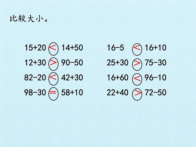 一年级下册数学课件 四 绿色行动——100以内的加减法（一） 复习课件 青岛版（五四学制）07