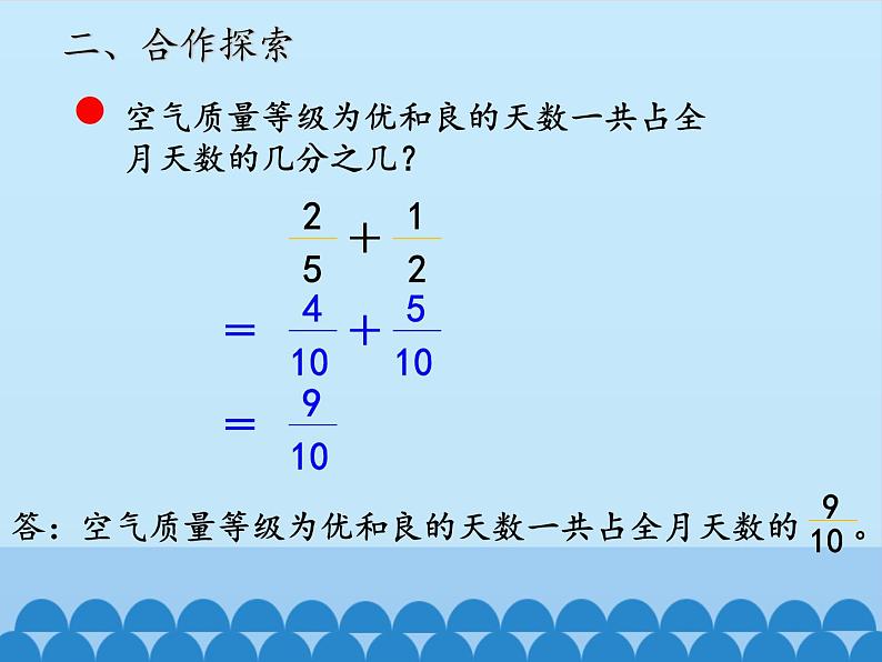 五年级上册数学课件 二 关注环境——分数加减法（二）第二课时  青岛版（五四学制）05