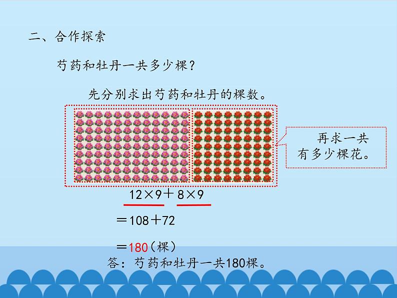 四年级上册数学课件 三、快乐农场——运算律 （乘法分配律） 青岛版（五四学制）第5页