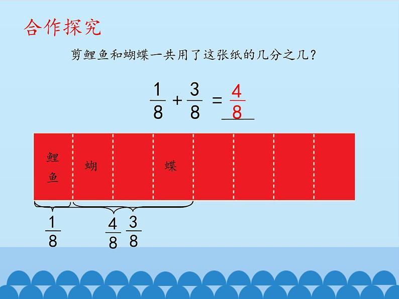 四年级下册数学课件 七 剪纸中的数学——分数加减法（一）   青岛版（五四学制）04