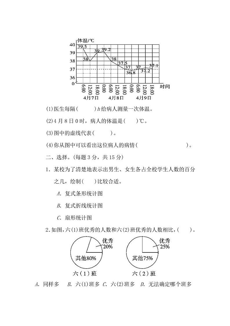 北师大版2020年小学数学6年级上册 第五单元 单元测试卷一（含答案）02
