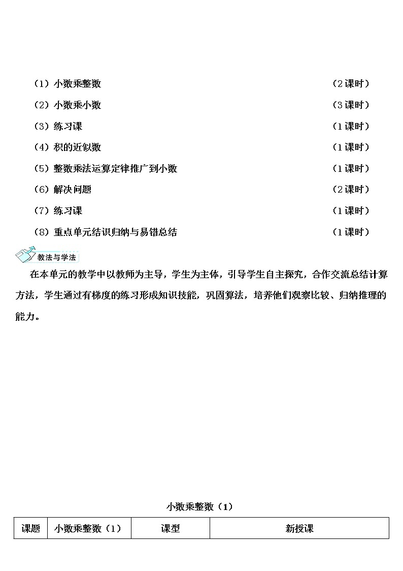 【精品导学案】人教版 五年级上册数学 第1单元 小数乘法  1.1小数乘整数（第1课时）02