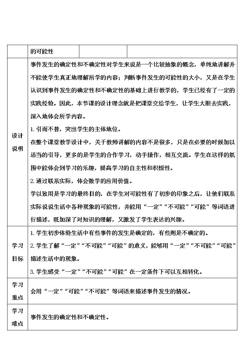 【精品导学案】人教版 五年级上册数学 第4单元 可能性 4.1 事件发生的可能性03