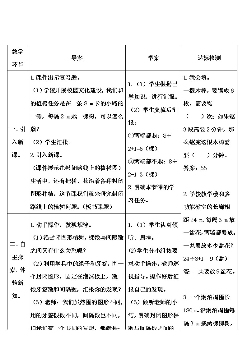 【精品导学案】人教版 五年级上册数学 第7单元 数学广角——植树问题（第3课时）02