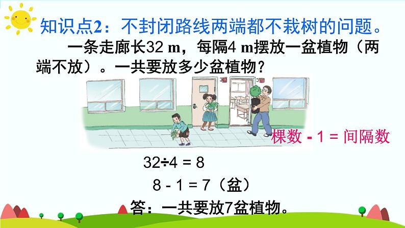 【精品课件】人教版 五年级上册数学 第7单元 数学广角——植树问题   练习课（第4课时）06