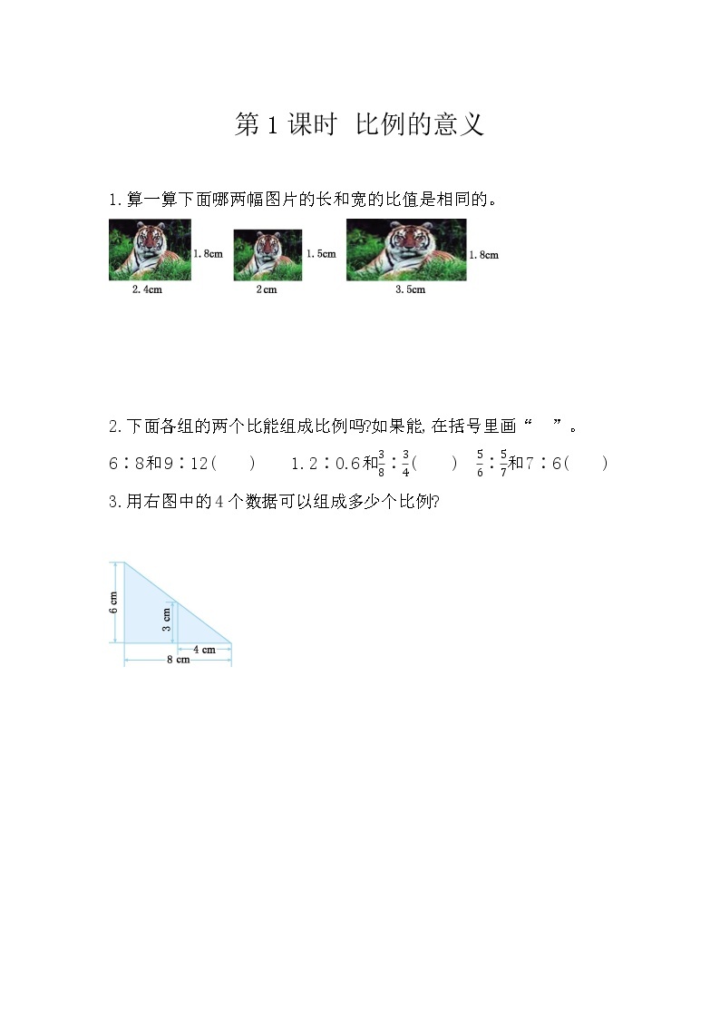 人教版数学六年级下册：4.1.1《 比例的意义》精品同步练习01