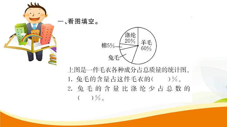 人教版小学数学六年级上册 第九单元配套练习题 第8课时 扇形统计图PPT02