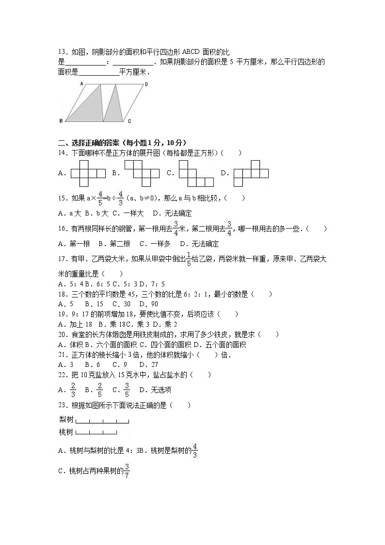 苏教版数学六年级上学期期中测试卷3第2页
