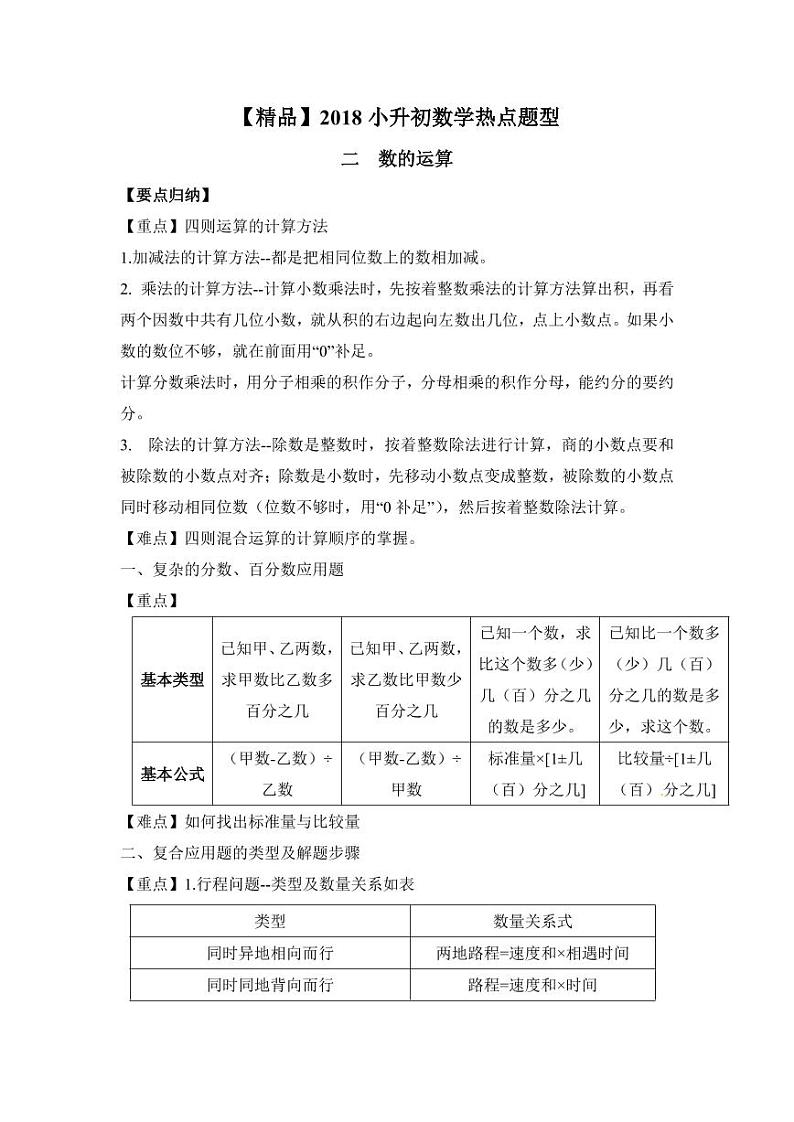 【精品】2018小升初数学热点题型讲练 二 数的运算01