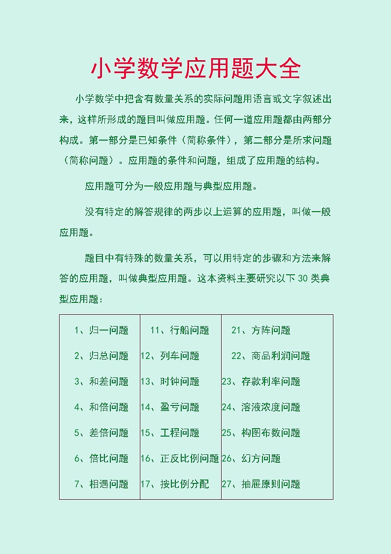 小学数学应用题大全01