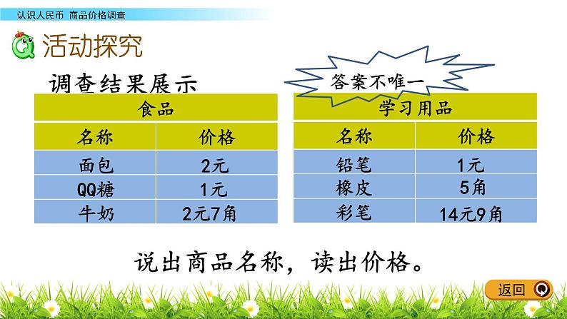 4.3《商品价格调查》PPT课件 冀教版数学小学一年级下册第3页