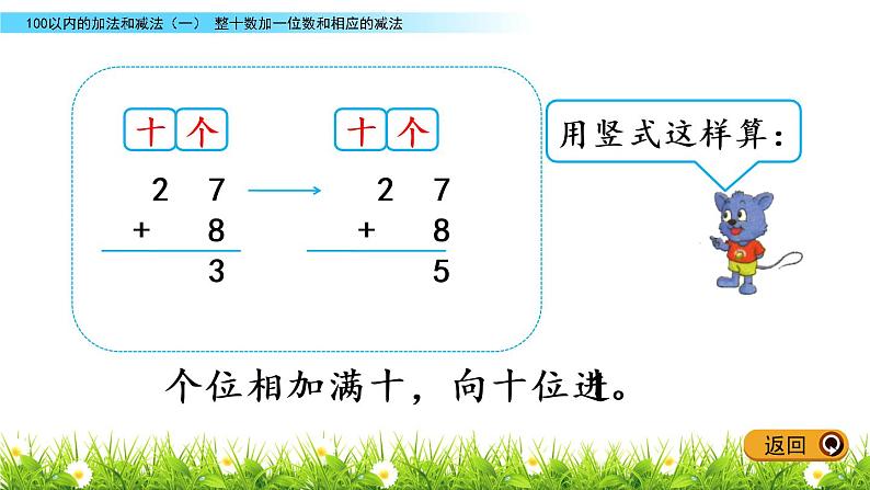 5.6《两位数加一位数（进位）》PPT课件 冀教版数学小学一年级下册05