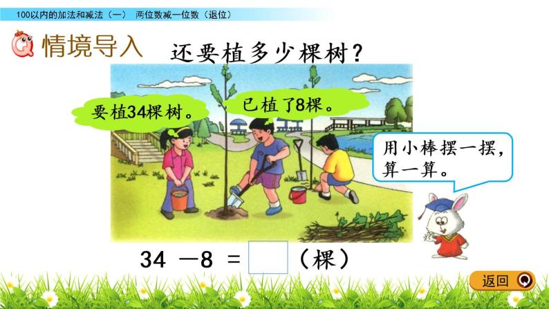 5.9《两位数减一位数（退位）》PPT课件 冀教版数学小学一年级下册02