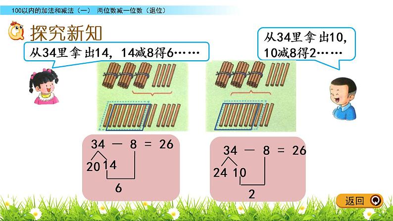 5.9《两位数减一位数（退位）》PPT课件 冀教版数学小学一年级下册03