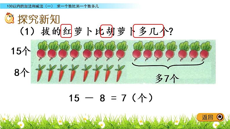 5.11《求一个数比另一个数多几》PPT课件 冀教版数学小学一年级下册第3页