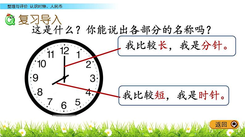 三《认识时钟、人民币》综合整理与评价 PPT课件 冀教版数学小学一年级下册02