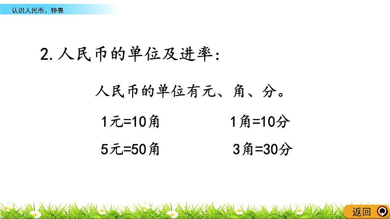 9.3《认识人民币、钟表》PPT课件 西师大版数学小学一年级下册第6页