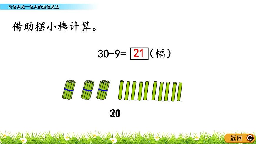 5.4《两位数减一位数的退位减法》PPT课件 青岛版（六三制）版数学小学一年级下册第4页