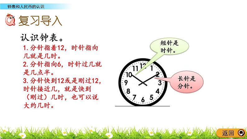 10.1《钟表和人民币的认识》PPT课件 青岛版（六三制）版数学小学一年级下册02