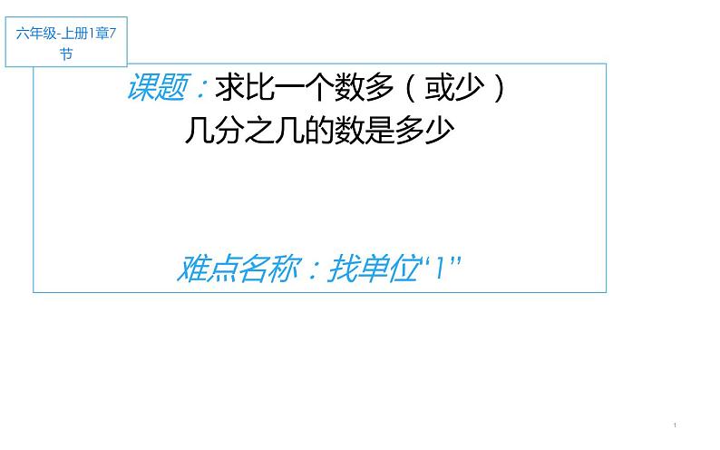 六年级数学上册课件-1.7 求比一个数多（或少）几分之几的数是多少-人教版第1页