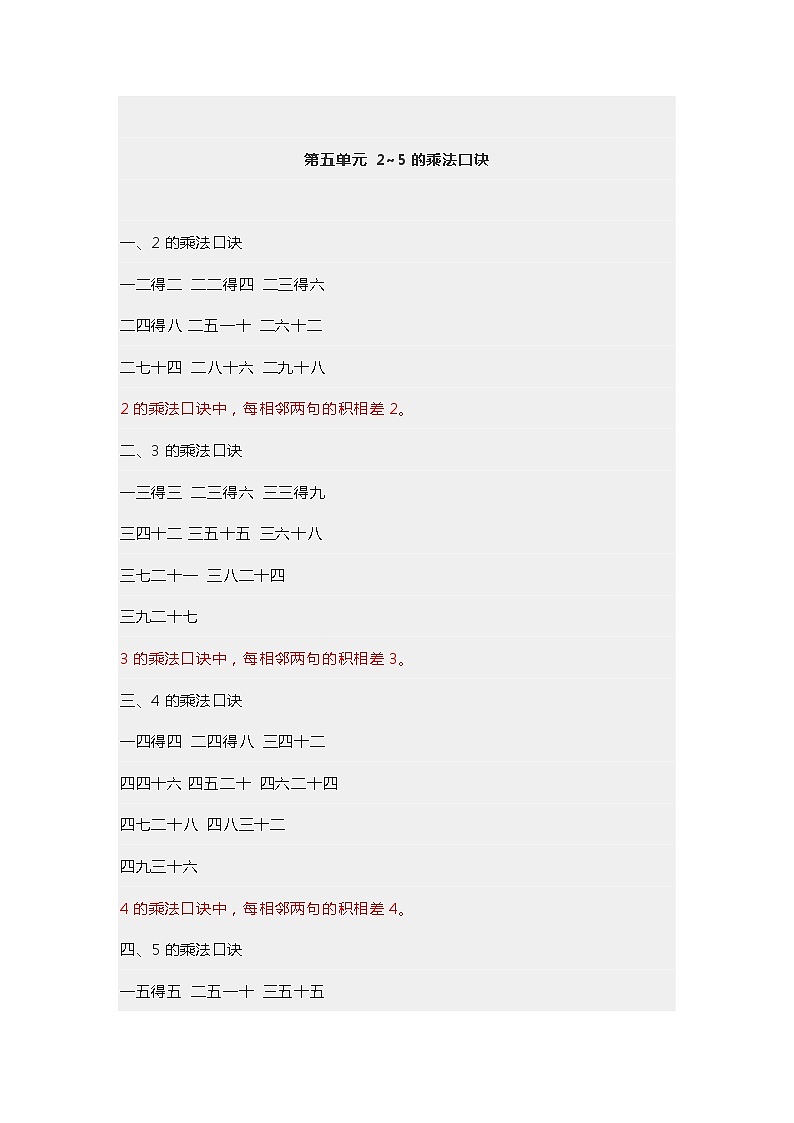 北师大版二年级上册数学重点内容汇总 试卷03