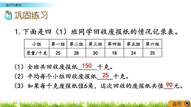 总复习.4《统计与概率》PPT课件 北师大版数学四下07