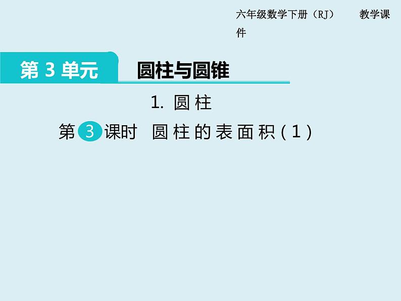 【精品】人教版小学数学六年级下册 第三单元 1.圆柱 第3课时 圆柱的表面积（1） PPT课件第1页