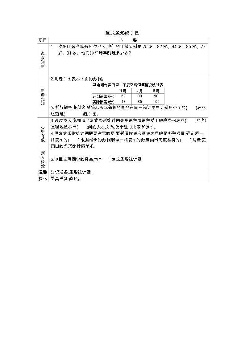7.1复式条形统计图 学案（含答案）第1页